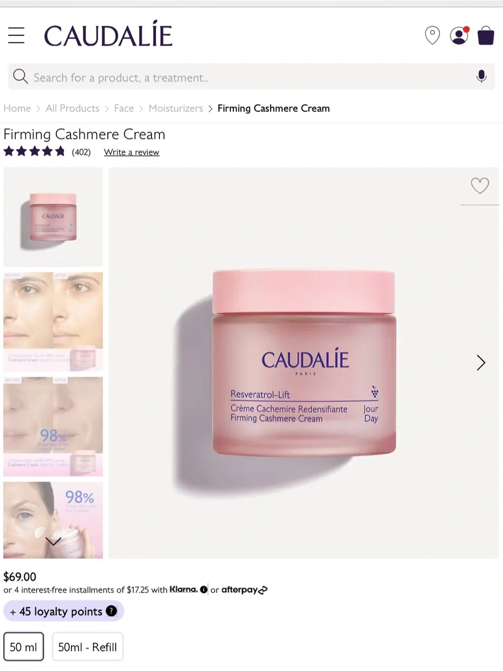 Caudalie firming cashmere